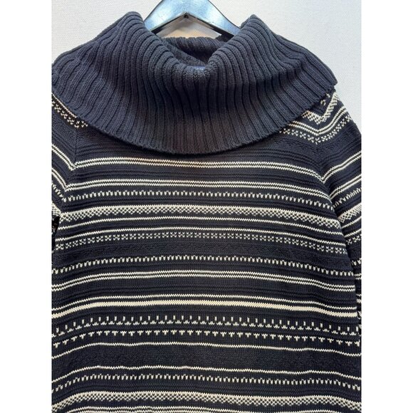 Chaps Womens Turtleneck Sweater XL Black & Cream Striped Patterned - Picture 4 of 10